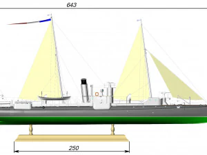 Avizo - torpillear La Bombe - FRANCE Navy 1885 year 3D Model