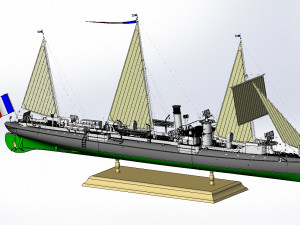 Avizo - torpillear La Bombe - FRANCE Navy 1885 year 3D 모델