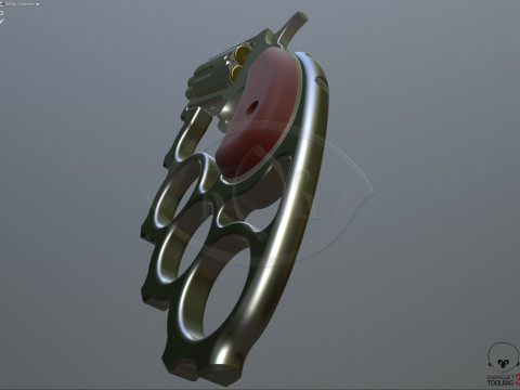 Mini revolver NAA-22MS with knuckles and cartridges assembly Model 3D
