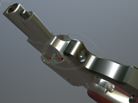 Mini revolver NAA-22MS with knuckles and cartridges assembly Model 3D