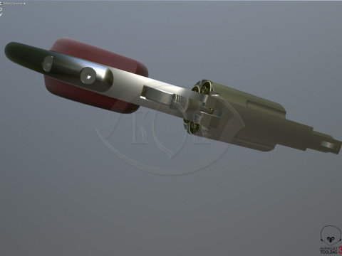 Mini revolver NAA-22MS with knuckles and cartridges assembly Model 3D