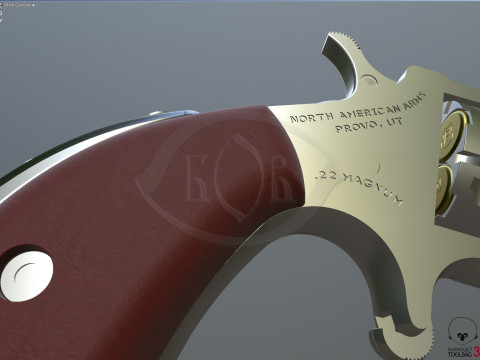 Mini revolver NAA-22MS with knuckles and cartridges assembly Model 3D