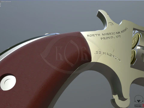 Mini-revolver NAA-22MS met knokkels en cartridges 3D Model