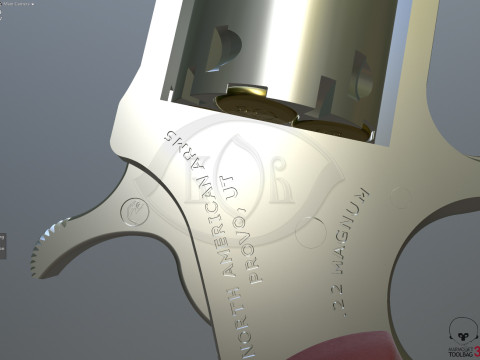 Mini revolver NAA-22MS with knuckles and cartridges assembly Model 3D
