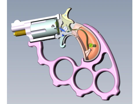 Mini-revolver NAA-22MS met knokkels en cartridges 3D Model