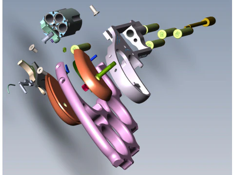 Mini-revolver NAA-22MS met knokkels en cartridges 3D Model