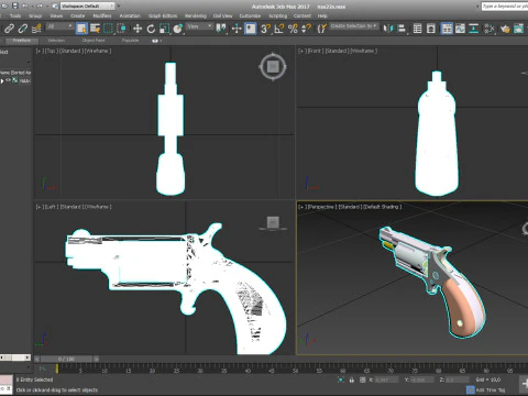 Mini-revolver NAA-22MS met knokkels en cartridges 3D Model