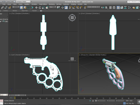 Mini revolver NAA-22MS with knuckles and cartridges assembly Model 3D
