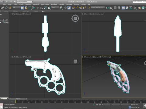 Mini-revolver NAA-22MS met knokkels en cartridges 3D Model