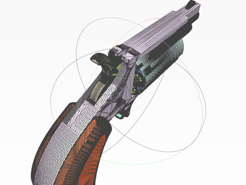 Mini revolver NAA-22MS with knuckles and cartridges assembly Model 3D