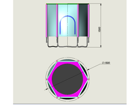 Trampoline for fitness and fun 150x150 Model 3D