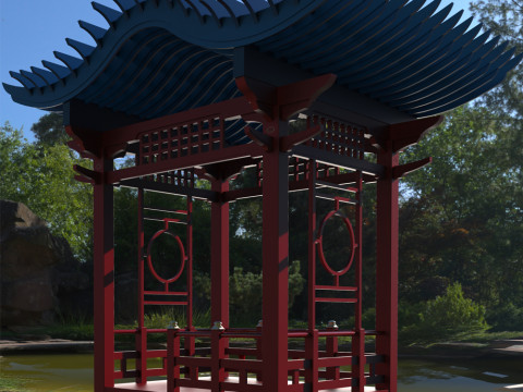 Pergola in Japanese style Modello 3D