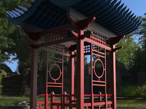 Pergola in Japanese style 3D Model