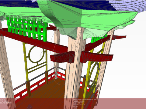 Pergola in Japanese style Modello 3D