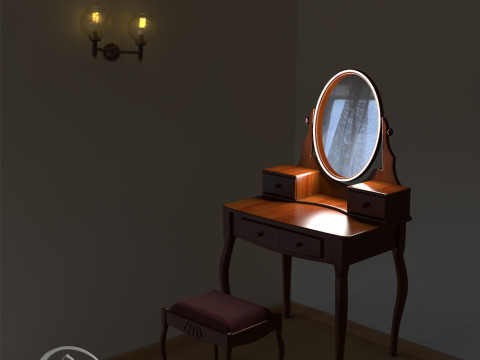 Dressing table with Led lighting and with a chair 3D Model