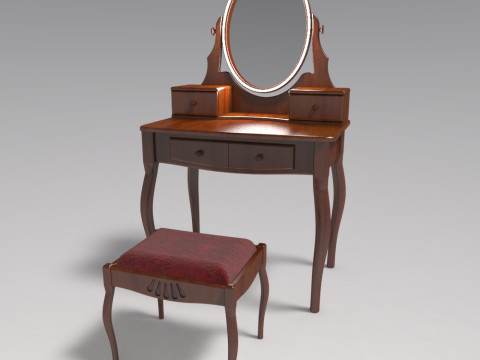 Dressing table with Led lighting and with a chair 3D Model