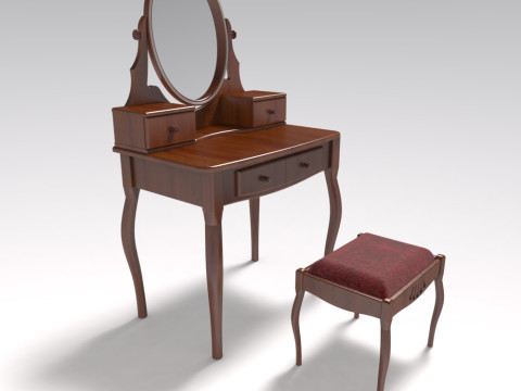 Dressing table with Led lighting and with a chair 3D Model