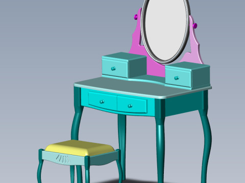 Dressing table with Led lighting and with a chair 3D Model