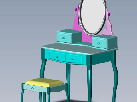 Dressing table with Led lighting and with a chair 3D Model
