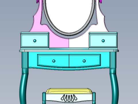 Dressing table with Led lighting and with a chair 3D Model