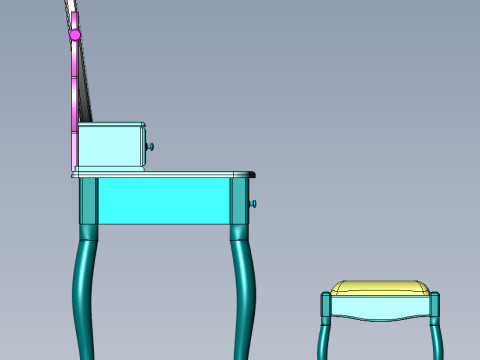 Dressing table with Led lighting and with a chair 3D Model