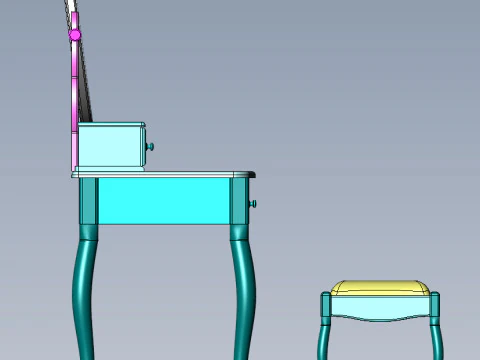 Dressing table with Led lighting and with a chair 3D Model