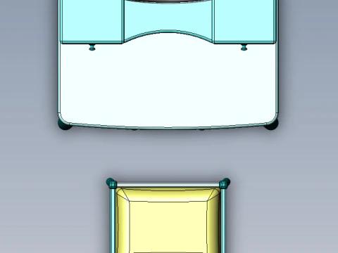 Dressing table with Led lighting and with a chair 3D Model