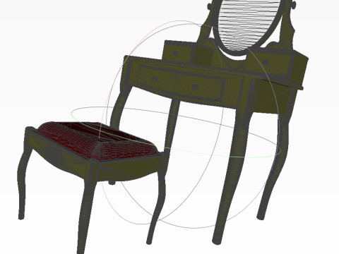 Dressing table with Led lighting and with a chair 3D Model