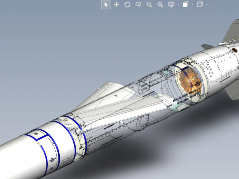 Kalibr 3M 14 cruise missile of Russian Navy Detailed tech model 3D Model