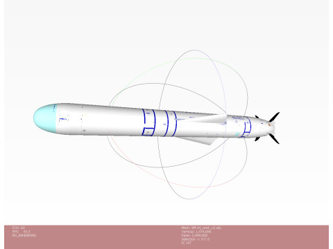Kalibr 3M 14 cruise missile of Russian Navy Detailed tech model 3D Модель