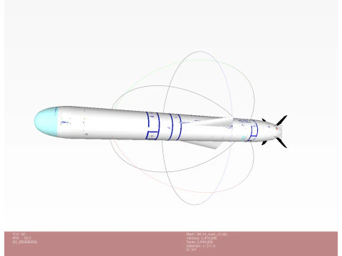 Kalibr 3M 14 cruise missile of Russian Navy Detailed tech model 3D Model