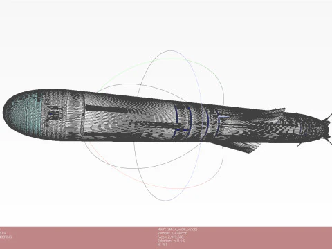 Kalibr 3M 14 cruise missile of Russian Navy Detailed tech model 3D Model