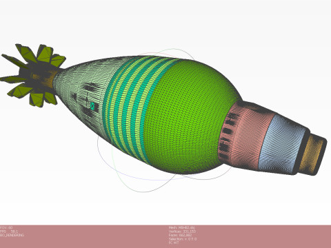 Mortar shell Artillery mine of 82 mm caliber 3Dprintable Moulage Modello 3D