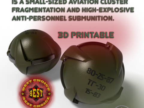SHOAB 05 Submunition for Cluster avia Bomb 3D printable Moulage 3D Model