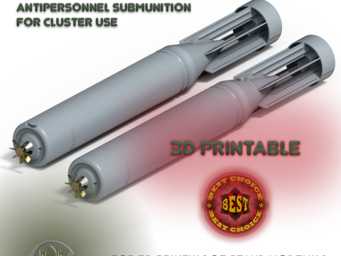 Russian avia bomb AO 25 33 and AO 25 30 submunition 3d printable Moulage 3D Model