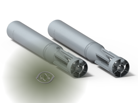 ロシアの航空爆弾 AO 25 33 および AO 25 30 子弾 3D 印刷可能なムラージュ 3Dモデル