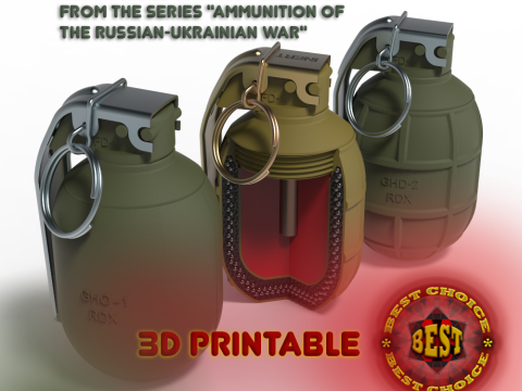 Bulgarian hand grenades GHO1 and GHD2 3Dprintable Moulage 3D Model