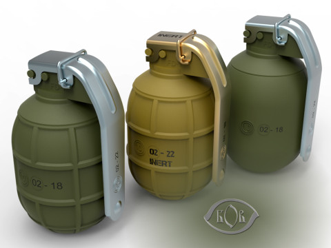 Bulgarian hand grenades GHO1 and GHD2 3Dprintable Moulage 3D 模型