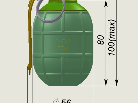 Bulgarian hand grenades GHO1 and GHD2 3Dprintable Moulage 3D 模型