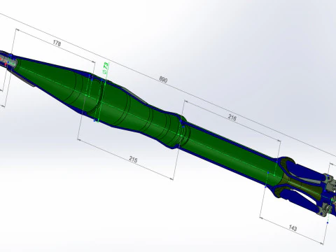 73 mm PG 9 de alto explosivo anti tanque foguete projetado granada 3D para impress&atilde;o Moulage Modelo 3D