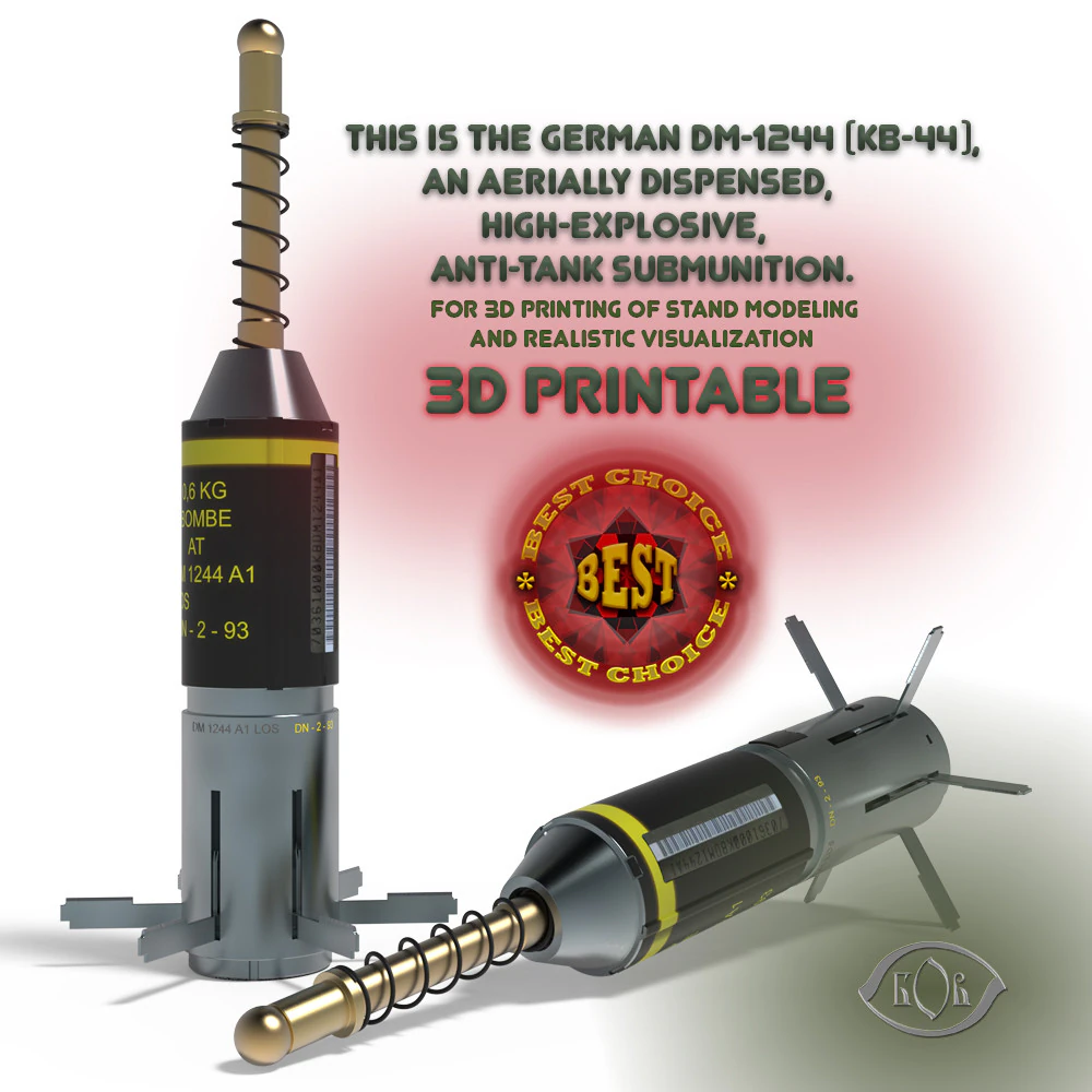 DM-1244 German Submunition Avia Bomb Anti Tank 3D printable Moulage 3D Model .c4d .max .obj .3ds .fbx .stl .blend 