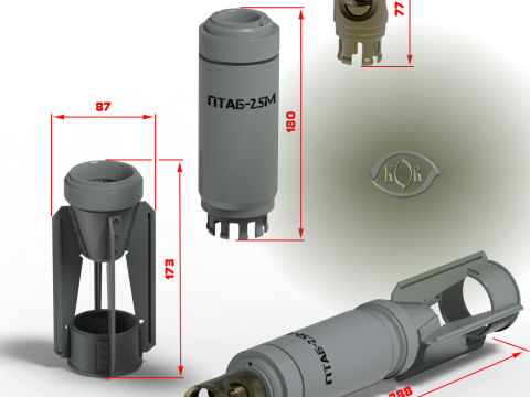 PTAB 2 5M Submunition for cluster avia bomb 3Dprintable Moulage 3D Model