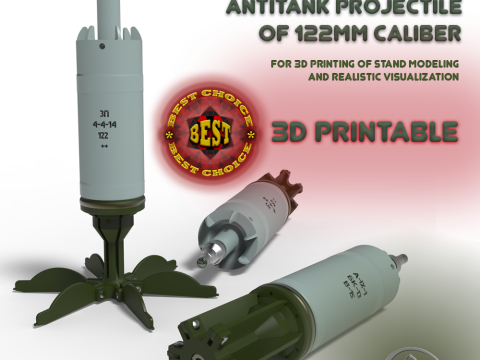 Artillery cumulative antitank projectile of 122mm BK-13 Stand model 3D printable Moulage Modelo 3D