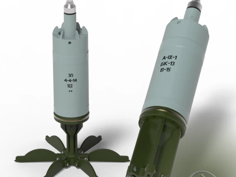 Artillery cumulative antitank projectile of 122mm BK-13 Stand model 3D printable Moulage 3D Model