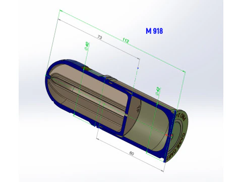 M918 40mm Projected Grenade Shell Projectile Cartridge 3D printable Moulage 3D Model