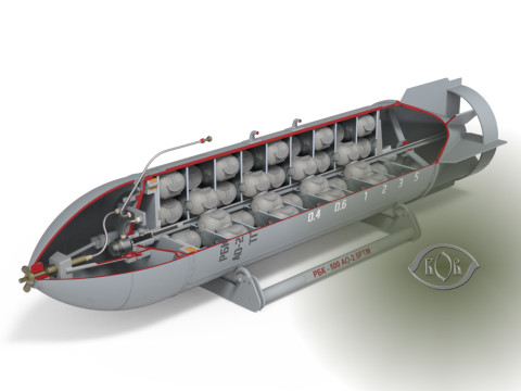 Cluster aviation bomb RBK 500 AO 2 5 RTM 3D printable Moulage to scale 1 to 5 3D 모델