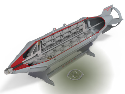 Cluster aviation bomb RBK 250 275 AO 1sch 3D printable Moulage In scale 1 to 5 Modello 3D