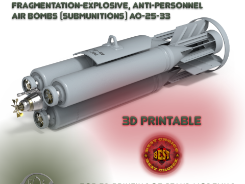 Russian Single bomb bundle RBS-100 AO 25 33 3D printable Moulage 3D Model