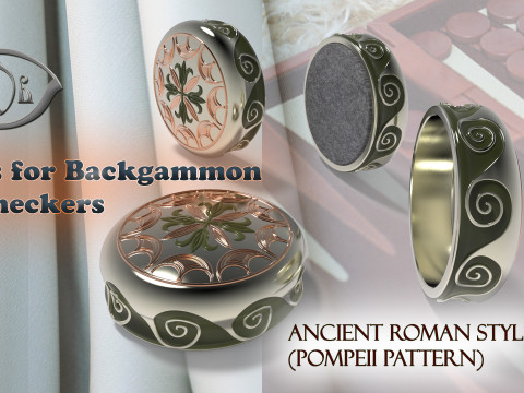 Chips Backgammon and Checkers Ancient Roman style 3D print model 3D 모델