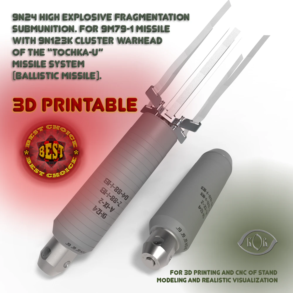 9H24 fragmentation submunition 3D printable moulage 3D Model .c4d .max .obj .3ds .fbx .stl .blend 